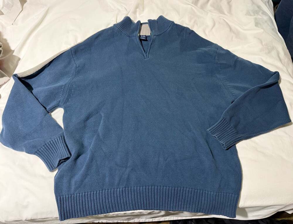 Gap Men's Blue 1/4 Zip Pullover Cotton Knit Sweater